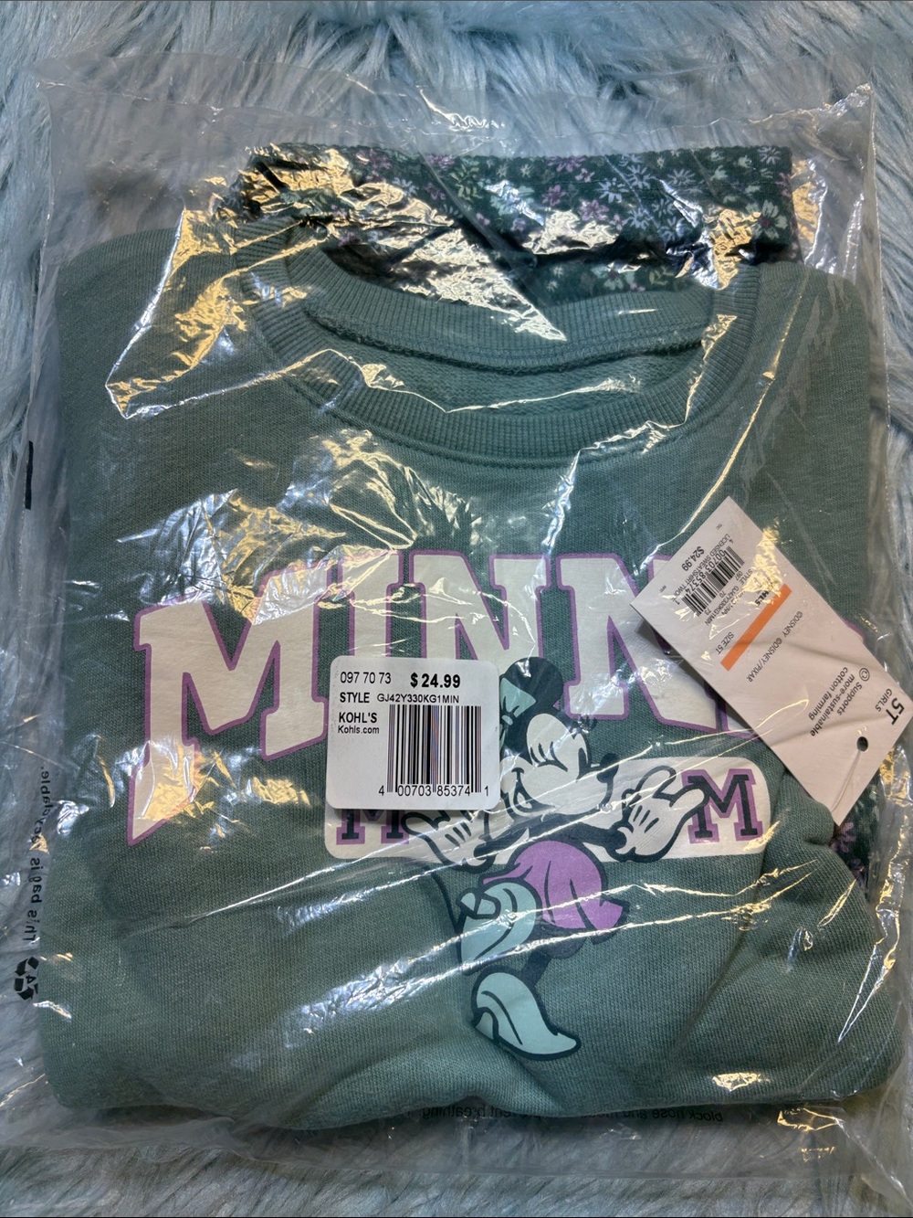 NWT Disney Jumping Beans Minnie Mouse Floral Green Sweater Dress sz 5T